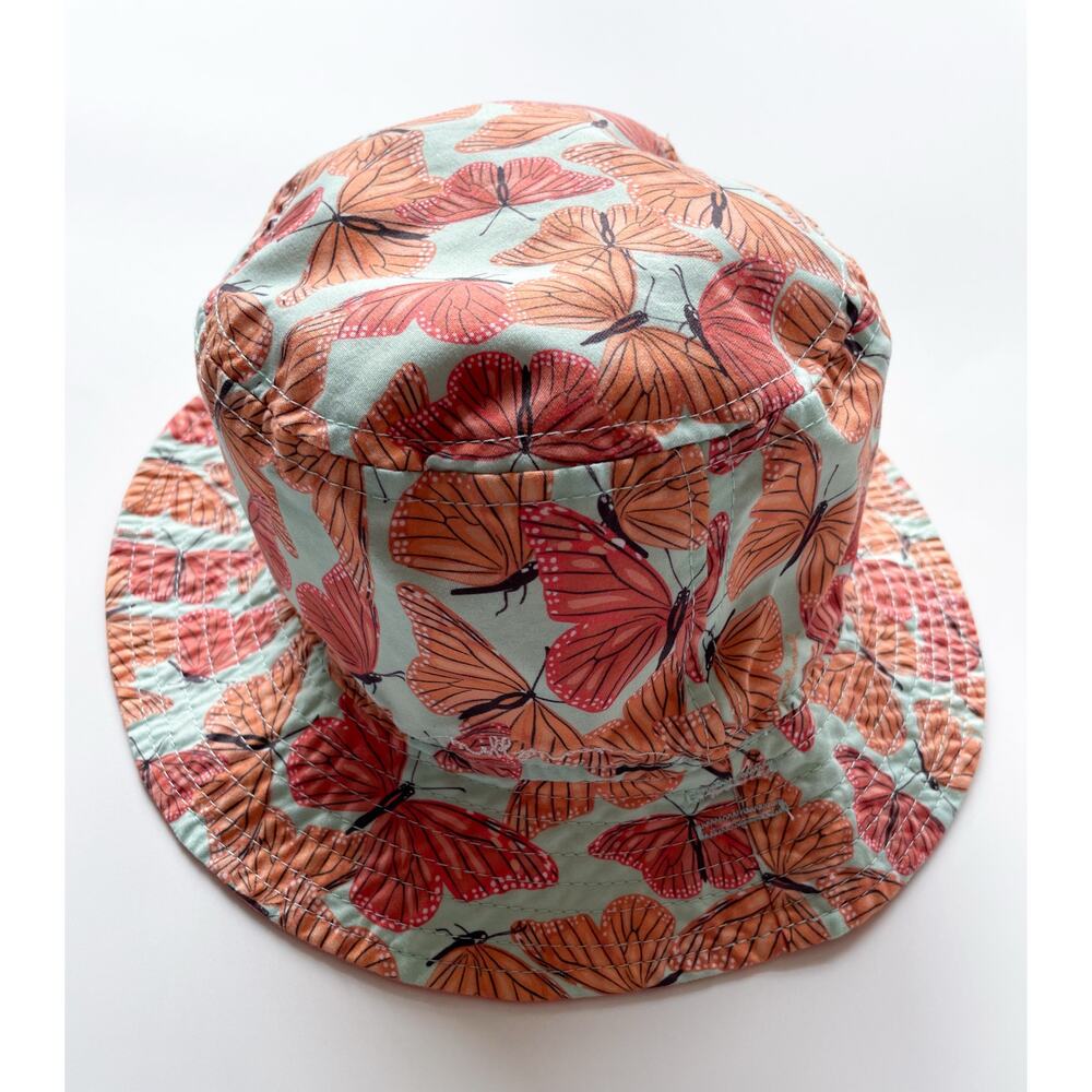 Toddler Girl's Millymook Orange Butterfly Reversible Bucket Hat Size 2-5 Years